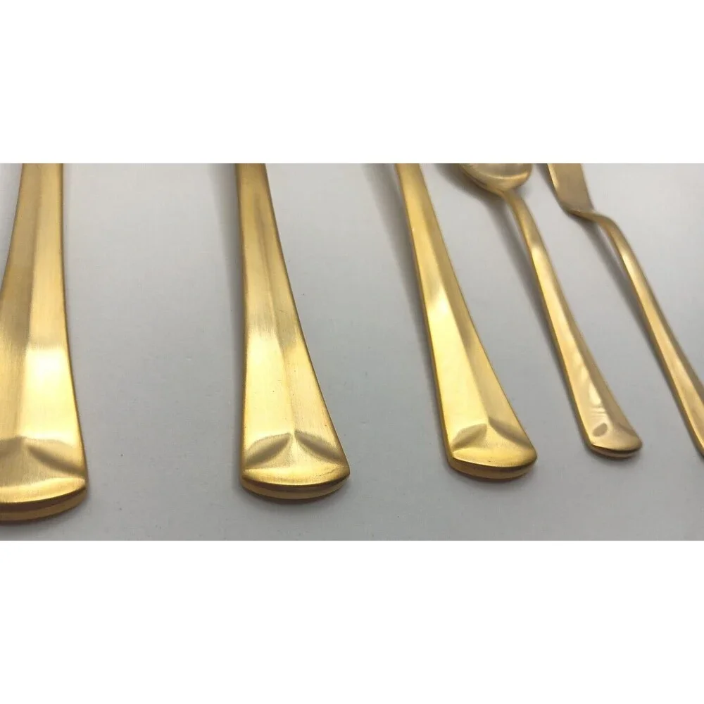 Reed & Barton Baquette Matte Gold 5 Piece Server Set 18/10 Stainless Flatware